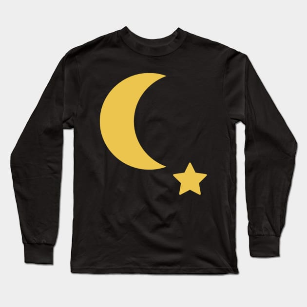 Crescent Moon and Star Long Sleeve T-Shirt by Celtic Morrigan